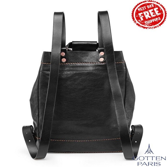 Women\'s Genuine Leather Canna Backpack Black Women\'s Bag